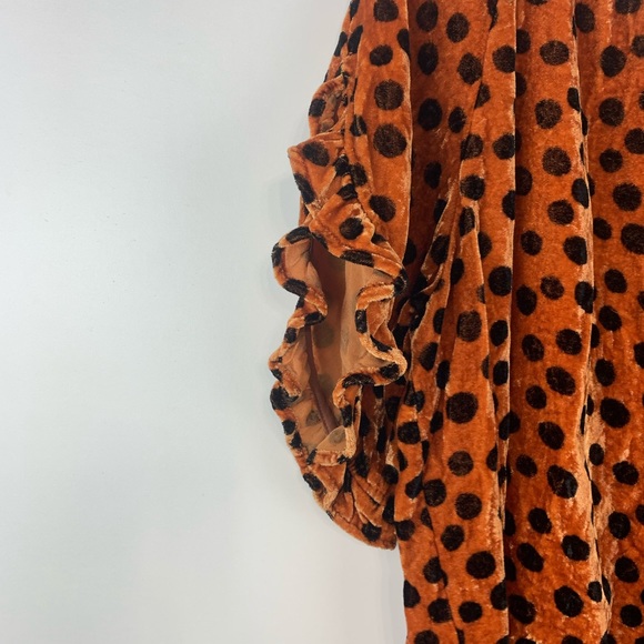 Madewell Velour Ruffle Sleeve Blouse Size XL Orange - Picture 3 of 6